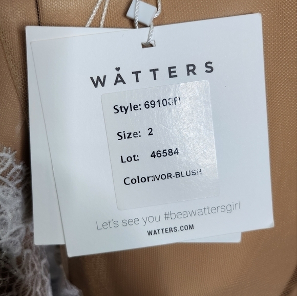 NWT Anthropologie BHLDN Watters Ula Blush lace sheet back wedding gown Sz 2 - Picture 14 of 16